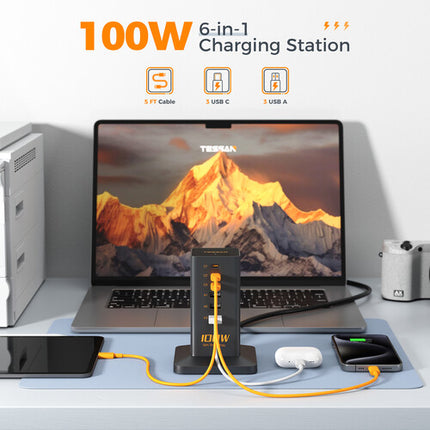 Tessan 6 en 1 Estación de Carga USB 100W 3 USB-C 3 USB-A