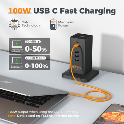 Tessan 6 en 1 Estación de Carga USB 100W 3 USB-C 3 USB-A