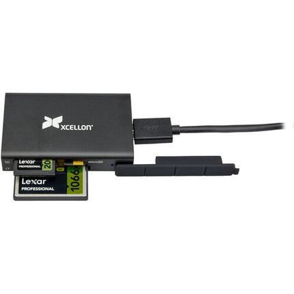 Xcellon Lector de Tarjetas USB Multitarjeta Compatible SD UHS-II con Cables USB-C y USB-A