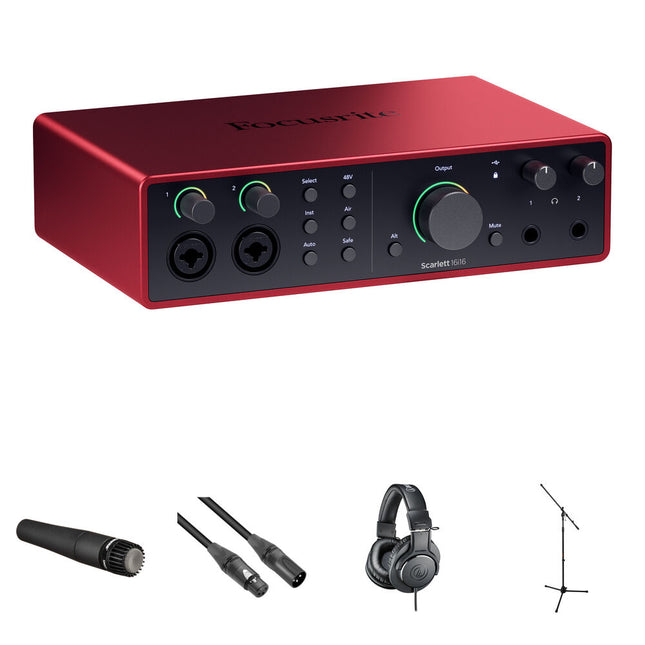 Focusrite Scarlett 16i16 USB-C Interfaz Audio MIDI 24-Bit 192 kHz Kit Completo