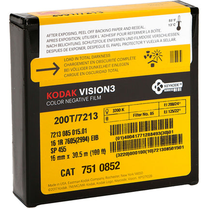 Kodak VISION3 200T Película Negativa Color 16mm 100 pies Tungsteno EI 200