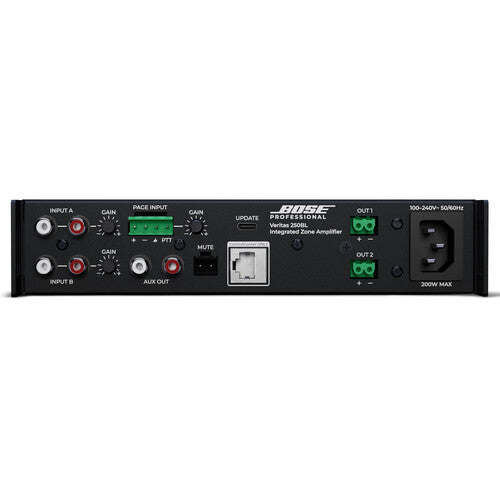 Bose Professional Veritas 250BL Amplificador de Zona Integrado y Mezclador Smart con Pantalla OLED Bluetooth y 30 Presets