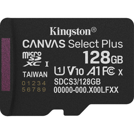 Kingston 128GB Canvas Select Plus microSDXC UHS-I Clase 10 con Adaptador SD