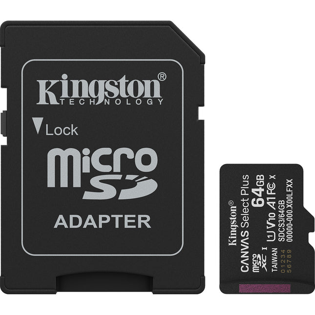 Kingston 64GB Canvas Select Plus microSDXC UHS-I 100 MB/s con adaptador SD