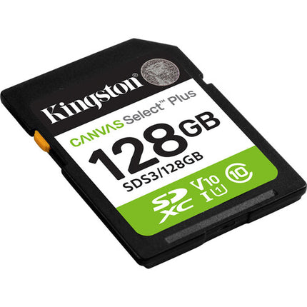 Kingston 128GB Canvas Select Plus Tarjeta de Memoria SDXC UHS-I 100MB/s 10MB/s