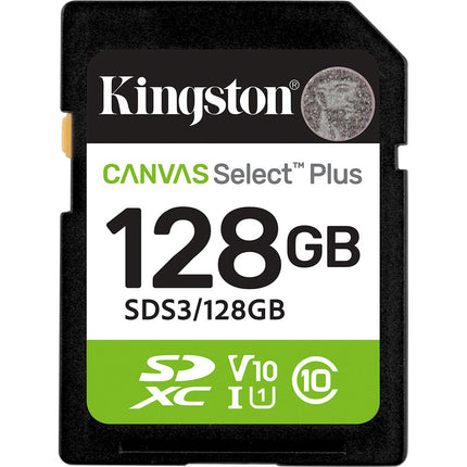 Kingston 128GB Canvas Select Plus Tarjeta de Memoria SDXC UHS-I 100MB/s 10MB/s