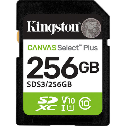 Kingston 256GB Canvas Select Plus Tarjeta de Memoria SDXC UHS-I Velocidad 100MB/s Resistente Agua IPX7