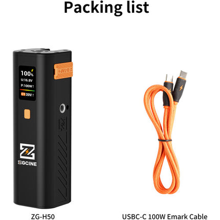 ZGCINE ZG-H50 Mini Empuñadura Batería 52Wh OLED USB-C