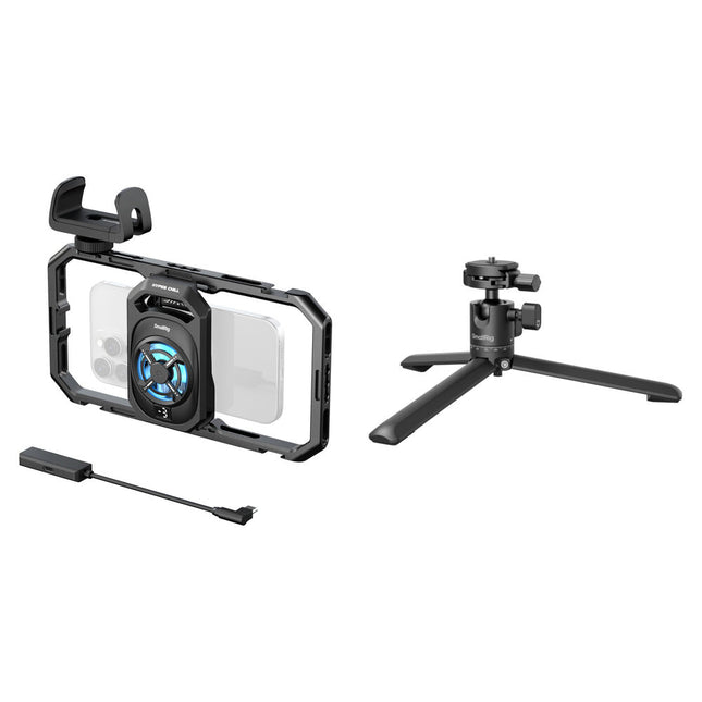 SmallRig Universal Hyper Chill Cooling Cage para Teléfonos con Trípode Compacto y 3 Niveles de Potencia