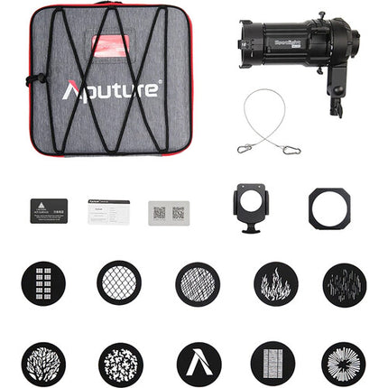 Aputure Spotlight Mini Kit de lente 19° con 10 gobos estuche blando