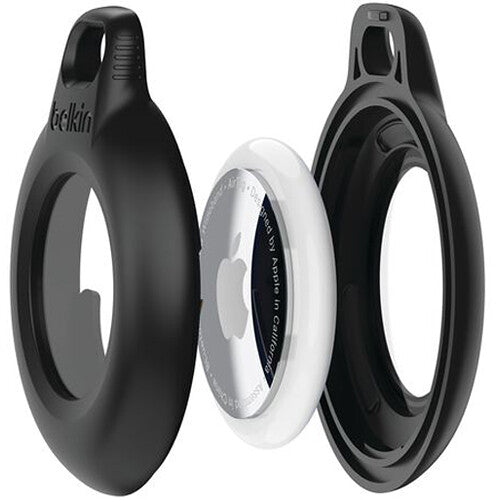 Belkin Funda Impermeable para AirTag con Llavero Negro y Ventana Transparente