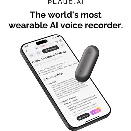 PLAUD AI NotePin Cosmic Gray Grabadora AI 64GB 20 Horas Uso Variado