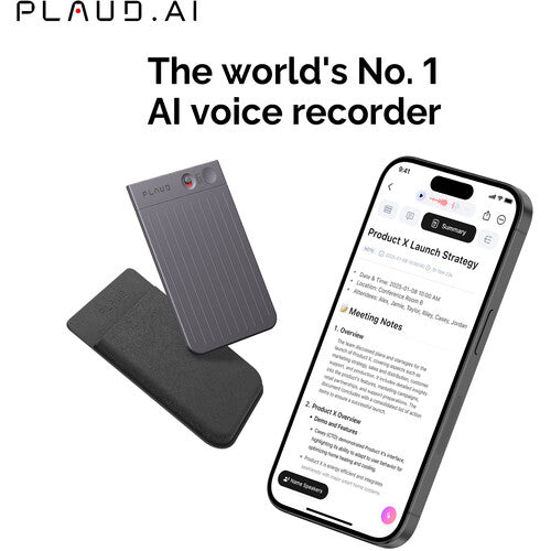 PLAUD AI NOTE Grabadora de Voz 64GB 30 Horas de Grabación con Funda MagSafe Negra