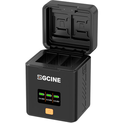 ZGCINE PS-G13 Estuche de Carga 3 Bahías para Baterías GoPro HERO13 con Pantalla OLED y Carga Rápida