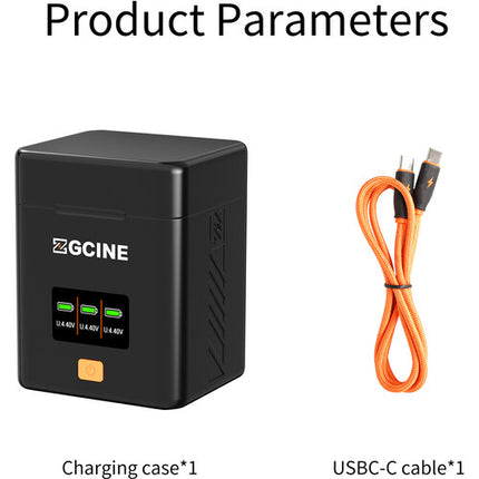 ZGCINE PS-G13 Estuche de Carga 3 Bahías para Baterías GoPro HERO13 con Pantalla OLED y Carga Rápida