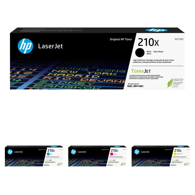 HP 210X Kit Cartuchos Tóner Láser 4 Colores Alto Rendimiento para Impresoras LaserJet Pro
