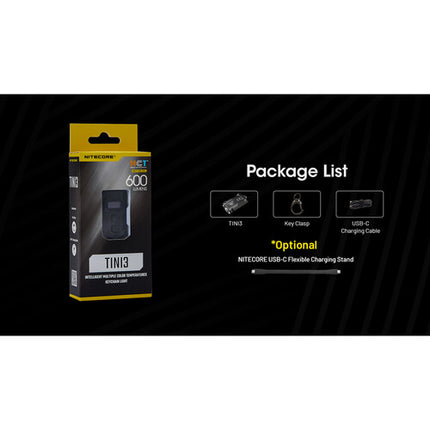 Nitecore TINI 3 Linterna LED Recargable Multicolor 600 Lúmenes USB-C Negra