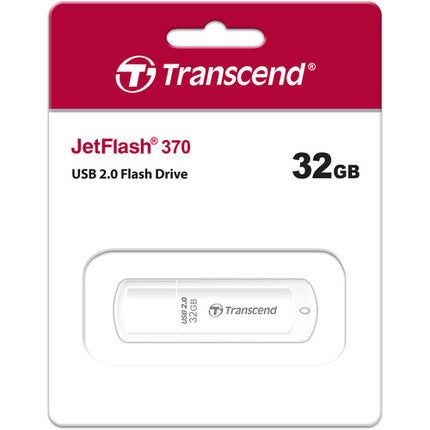Transcend 32GB JetFlash 370 Memoria USB 2.0 Blanca Slim portátil con garantía 5 años