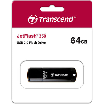 Transcend JetFlash 350 Memoria USB 2.0 64GB Negra Slim Portátil