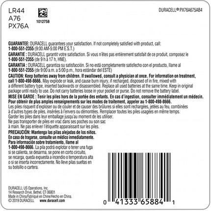 Duracell 76A Pilas Alcalinas 1.5V 110mAh Paquete de 4 unidades