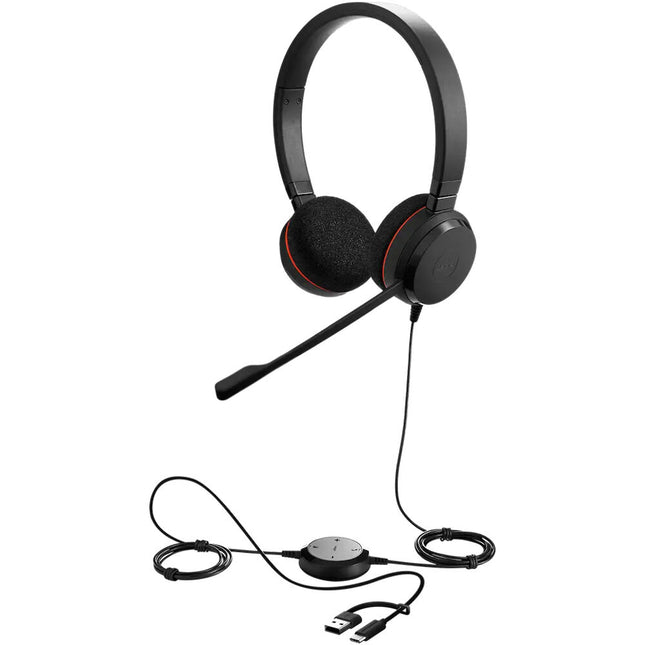 Jabra EVOLVE 20 UC Auriculares Estéreo con Micrófono Cancelación Ruido y Control en Línea USB-C A