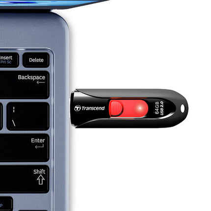 Transcend 16GB JetFlash 590 Memoria USB 2.0 con Conector Deslizante y Llavero
