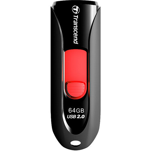 Transcend 64GB JetFlash 590 Memoria USB 2.0 con Conector Deslizante y Aro para Llaves