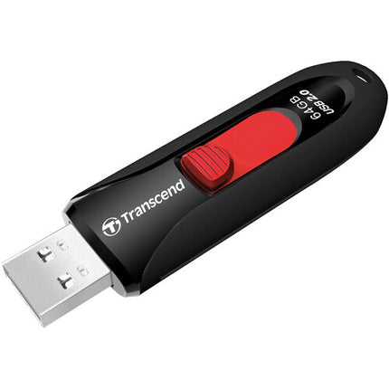 Transcend 64GB JetFlash 590 Memoria USB 2.0 con Conector Deslizante y Aro para Llaves