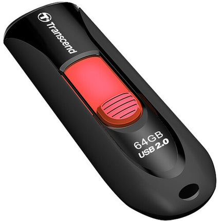 Transcend 64GB JetFlash 590 Memoria USB 2.0 con Conector Deslizante y Aro para Llaves