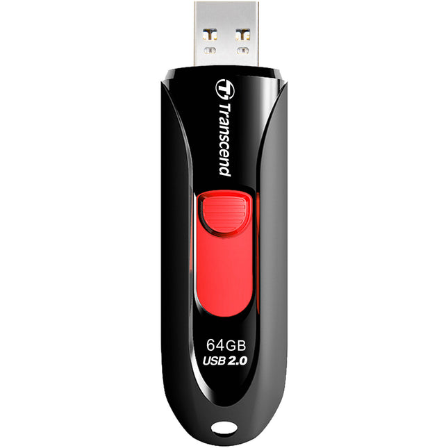 Transcend 64GB JetFlash 590 Memoria USB 2.0 con Conector Deslizante y Aro para Llaves