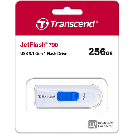 Transcend JetFlash 790 Memoria USB 3.2 Gen 1 256GB Blanca