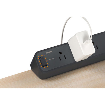 Tessan Protector de Sobretensión con 5 Salidas 2 USB-C 2 USB-A 2100 Joules 6ft Clip de Escritorio