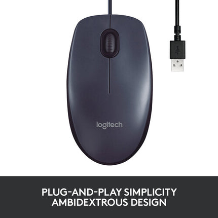 Logitech B100 Ratón Óptico USB 800 DPI Compatible Mac PC Linux
