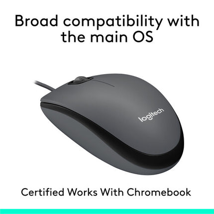 Logitech M100 Ratón Óptico USB 1000 dpi Compatible Mac Windows Linux