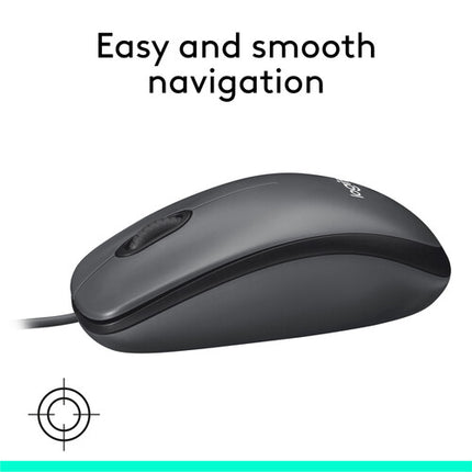 Logitech M100 Ratón Óptico USB 1000 dpi Compatible Mac Windows Linux