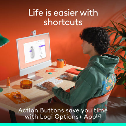 Logitech POP Ratón Inalámbrico Off-White Sensor Óptico 400 dpi Bluetooth