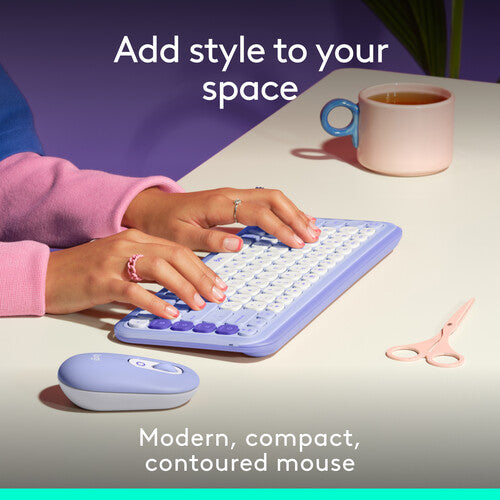 Logitech POP Ratón Inalámbrico Lilac Bluetooth 400 dpi 4 Botones