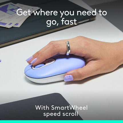 Logitech POP Ratón Inalámbrico Lilac Bluetooth 400 dpi 4 Botones