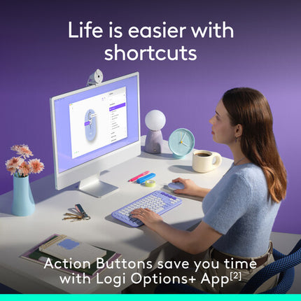 Logitech POP Ratón Inalámbrico Lilac Bluetooth 400 dpi 4 Botones