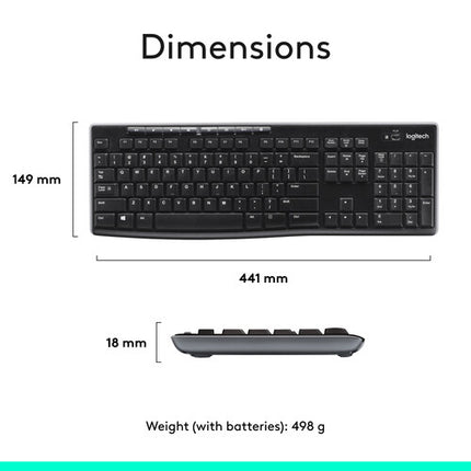 Logitech MK270 Combo teclado inalámbrico y ratón 2.4 GHz compacto ergonómico negro