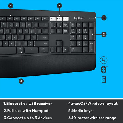 Logitech MK850 Performance Combo Teclado y Ratón Inalámbrico 1000 dpi Bluetooth