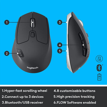 Logitech MK850 Performance Combo Teclado y Ratón Inalámbrico 1000 dpi Bluetooth