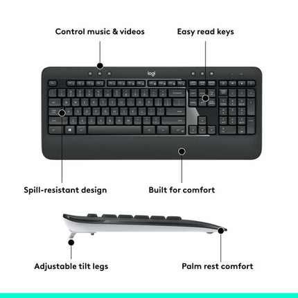 Logitech MK540 Teclado y Ratón Inalámbricos 2.4 GHz Alcance 10m