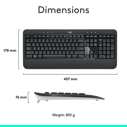 Logitech MK540 Teclado y Ratón Inalámbricos 2.4 GHz Alcance 10m