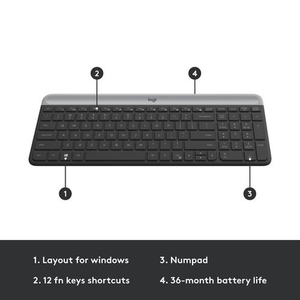 Logitech MK470 Teclado y Ratón Inalámbrico Slim 2.4GHz Negro