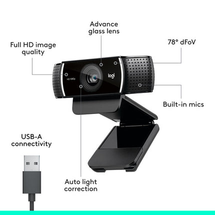 Logitech C922 Pro Stream Kit transmisión con cámara 1080p 30fps y micrófono USB Blue Yeti Nano