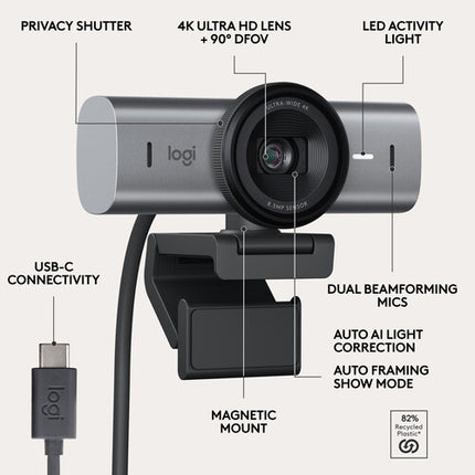 Logitech MX Brio 705 Cámara Web 4K 30 fps Sensor 8.5MP USB-C