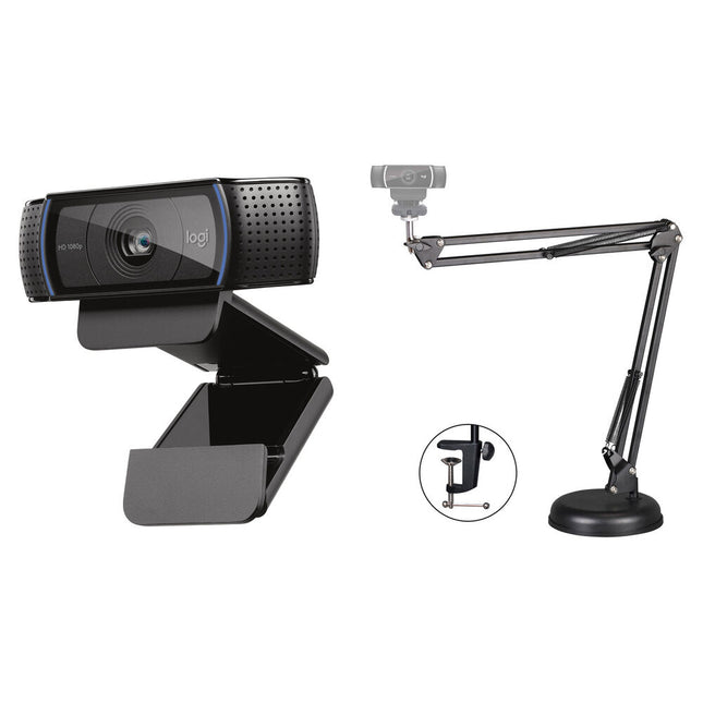 Logitech C920s HD Pro Cámara web FHD 1080p 78° con soporte brazo 20.9"