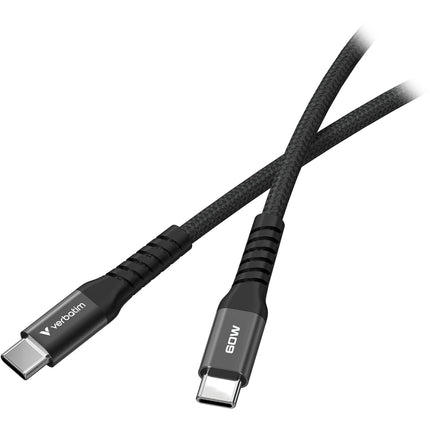 Verbatim Sync & Charge Cable USB-C 100W 3.9 pies Nylon Trenzado Negro