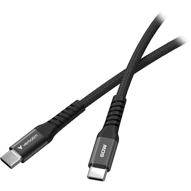 Verbatim Sync & Charge Cable USB-C 100W 3.9 pies Nylon Trenzado Negro